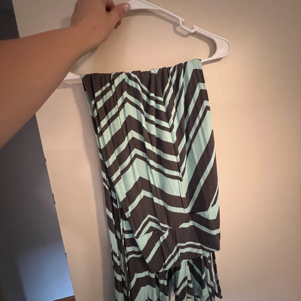 Chevron Patterned Skirt - Black and Green floor length